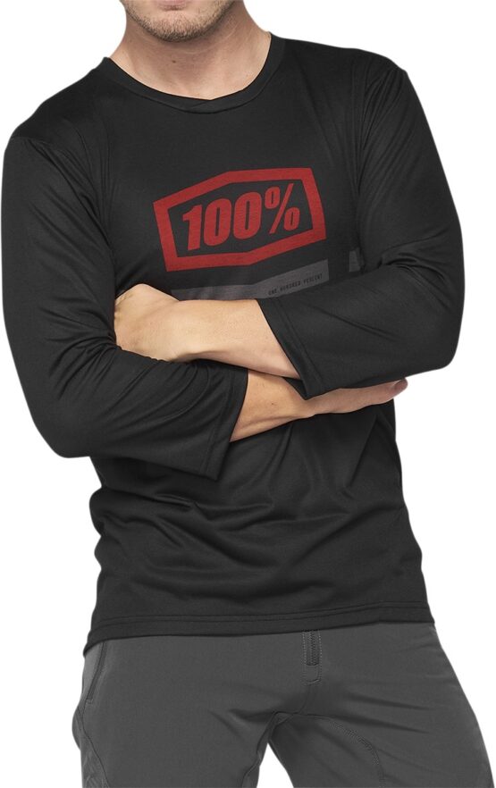 100% Airmatic 3/4 Sleeve Jersey Black/Red Men's Medium - Image 2