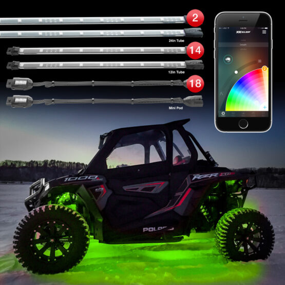 Tube + 18xPods Million Color App Controlled UTV Kit 2x24In Tube + 14x12In - Image 2