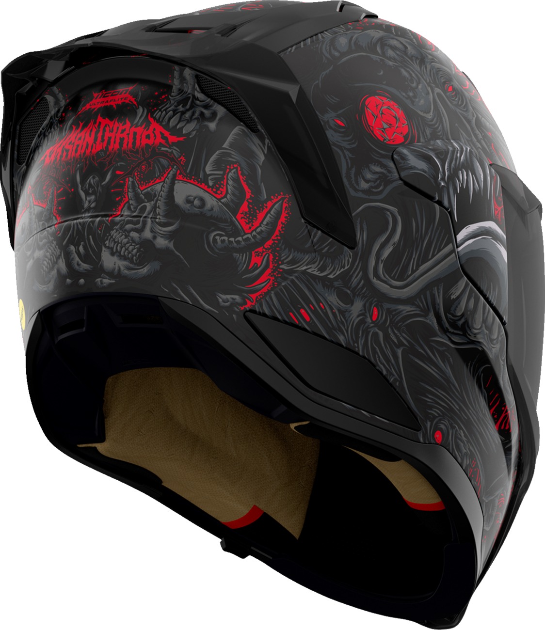 ICON Ultraflite Misanthrope MIPS Full Face Helmet 2XL Black Red - Image 3