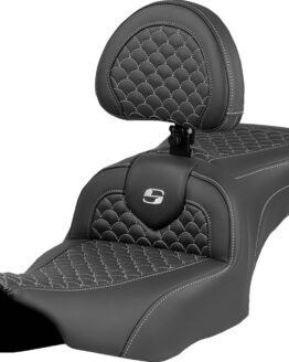 Saddlemen Roadsofa Seat Dragon Stitch Silver with Backrest For FLTR/FLHX 23-24