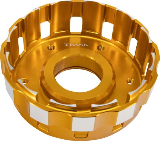 TRASK Billet Clutch Basket M8 Anodized Gold For Harley-Davidson