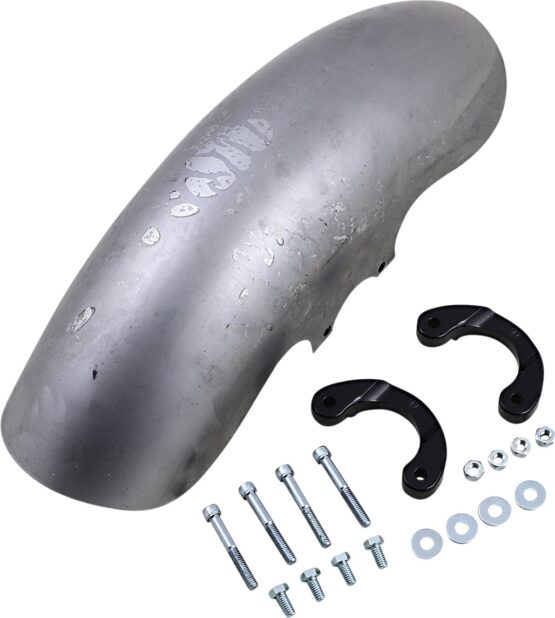 Arlen Ness 19" Pro Short Front Fender - Natural Finish Steel - Image 2