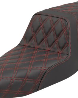 Saddlemen Step-Up Lattice Stitch Seat Red Stitch For Harley XL '04-'22
