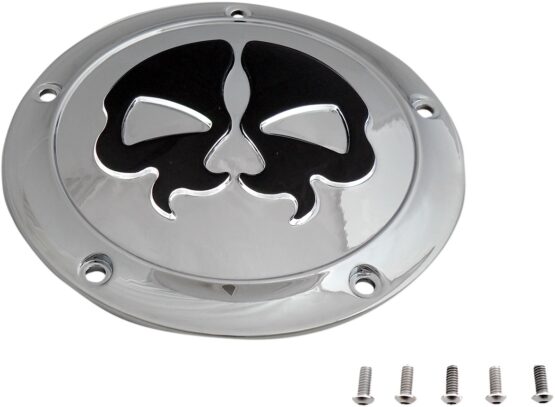 Drag Specialties Split Skull Derby Cover Chrome 5-Hole For Harley Touring - Image 2