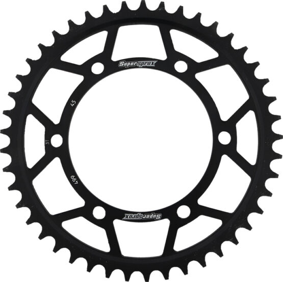 Supersprox Steel Rear Sprocket 45T Black 530 Chain Fits Kawasaki Suzuki