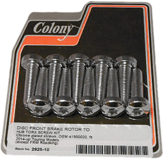 Colony Front Brake Rotor Torx Bolt Kit Replaces 41500020 Fits 14+ H-D Touring