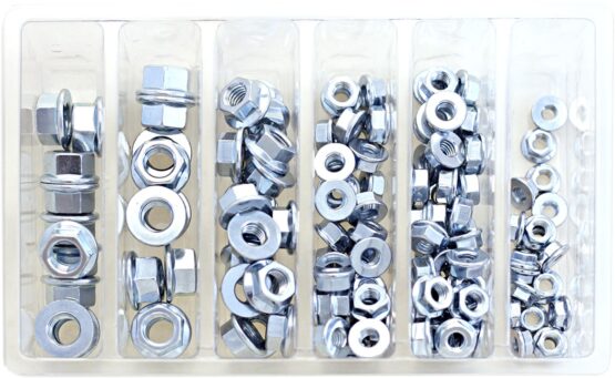 Bolt Flange Nut Assortment 140 Piece Kit Silver M5-M10