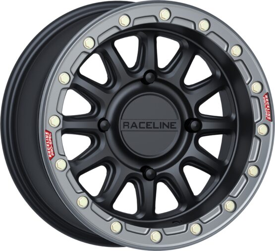 Raceline Alpha Beadlock Wheel 15x7 4x137 +10 Black Gunmetal Ring