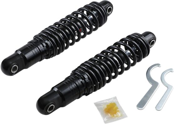Drag Specialties Premium Ride-Height Adjustable 12in Shocks Black Heavy Duty Pair For Harley-Davidson