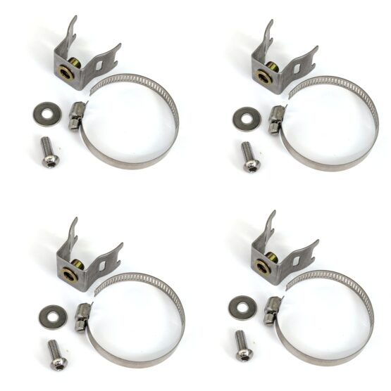 4 Pack - Header Heat Shield Mount Bracket w/ Clamp & Screw