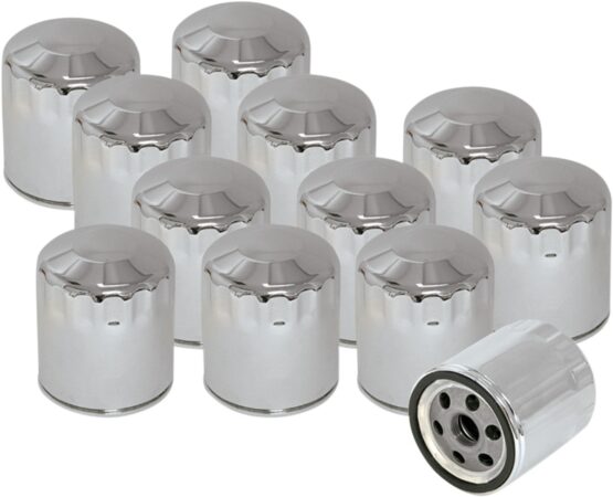S&S Cycle Chrome Oil Filter 12 Pack For Harley-Davidson Models