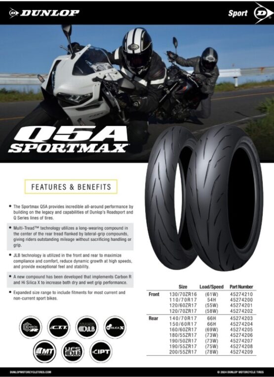 Dunlop Sportmax Q5A Rear Tire 190/55ZR17 (75W) TL - Image 4