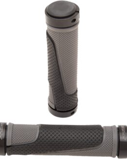 Gray & Black 997 Lock-On Open End Locking ATV Grips w/ End Plugs