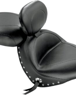Touring Concho Studded Vinyl 2-Up Seat Black w/Backrest
