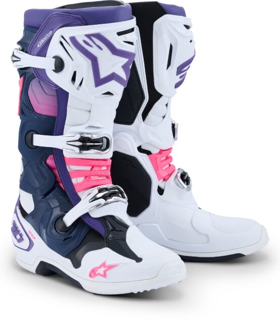 Alpinestars Tech 10 Boots White Violet Navy Pink Fluo US 8