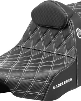 Saddlemen Pro Series SDC Performance Seat White Stitch FLT/FLH 23-25 w/ Backrest