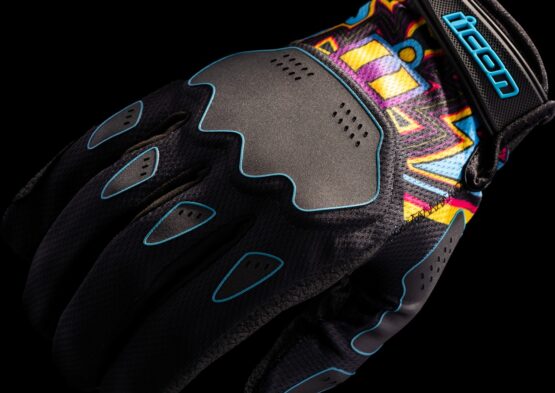 ICON Hooligan Lucky Lid Gloves 3XL Blue Yellow Black Men's Short Cuff - Image 2
