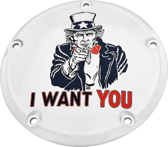 Custom Engraving 7 TC Derby Cover Uncle Sam Chrome For Harley Davidson