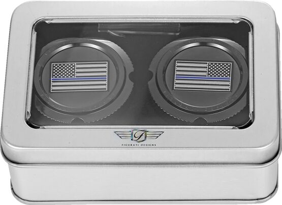 Figurati Designs Front Axle Nut Cover Black Blue Line Flag Harley-Davidson - Image 3
