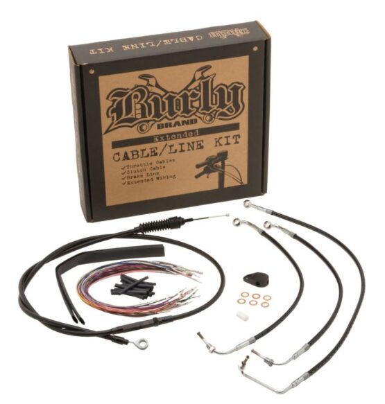 Burly Brand Black Control Cable Kit for 15" Bagger Bars