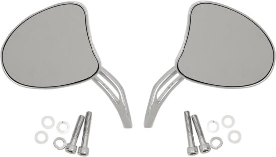 Drag Specialties Tapered Chrome Mirrors with Slotted Stem Universal Pair