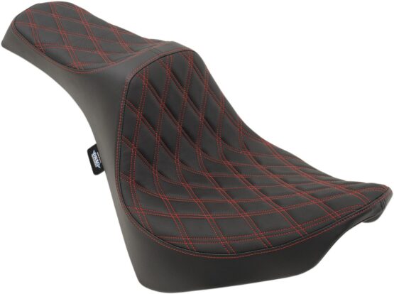 Drag Specialties Predator III Seat Black/Red Double Diamond For Harley Softail