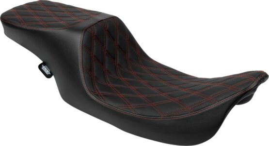 Drag Specialties Predator 2-Up Seat Black/Red for Harley FL 97-07