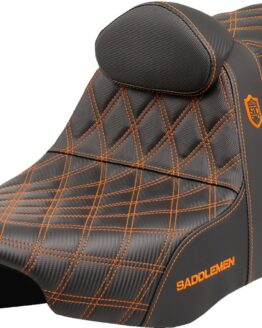 Saddlemen Pro Series SDC Performance Seat Orange Stitch Backrest FLT/FLH 23-25