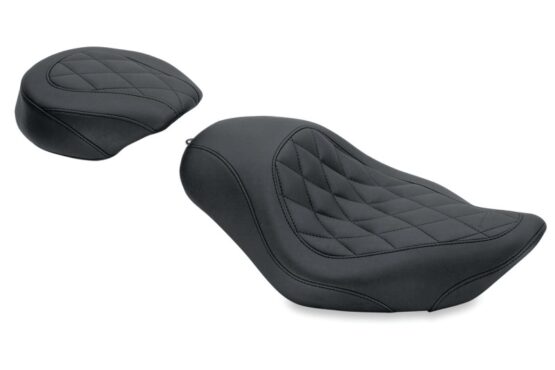 Mustang Wide Tripper Solo Seat Diamond Stitch Black Fits 04-21 Harley Sportster