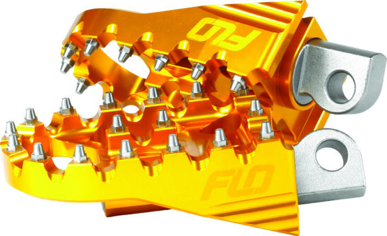 FLO Motorsports Moto Style Footpeg Set Gold 2x3.125 in Harley Davidson