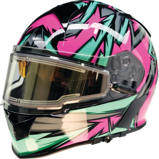 Z1R Warrant Neuron Snow Electric Helmet - Large, Black/Teal/Pink