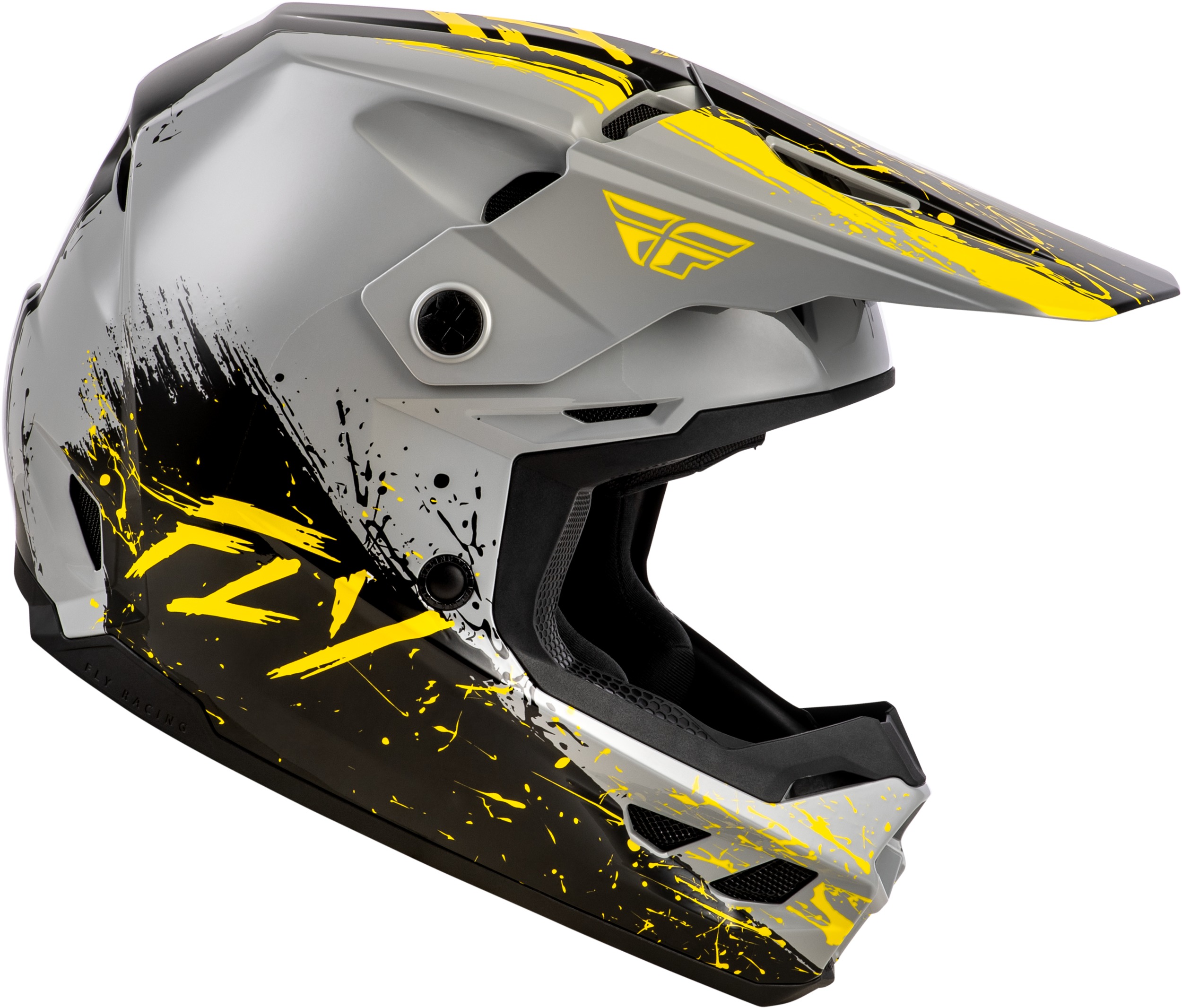 Fly Racing Youth Kinetic Drip Helmet Grey/Black/Yellow L - Image 3