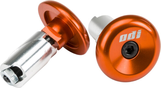 ODI Aluminum Handlebar End Plugs Orange Universal Fit - Image 2