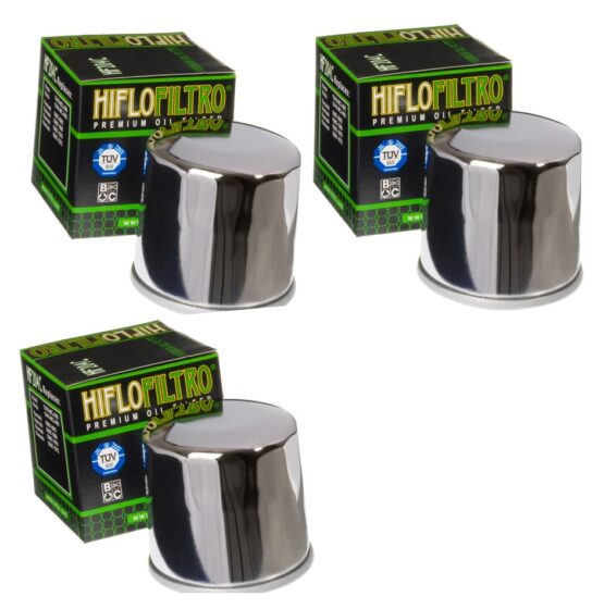 HF204C Oil Filter - Chrome - 3 Pack