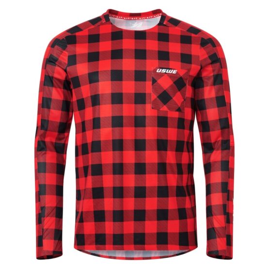 USWE Flannel Long Sleeve Off-Road Jersey Flame Red Medium - Image 2