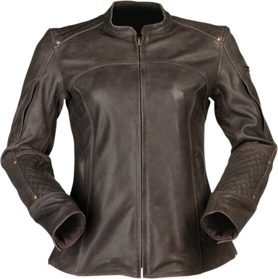 Z1R Women's Chimay Leather Jacket Brown 1W