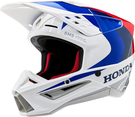 Alpinestars Honda S-M5 Helmet Gloss White/Blue/Red Medium Size - Image 2