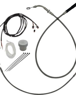Fat Baggers EZ Install +8in Braided Cable Kit Polished For Harley FLHT FLHX