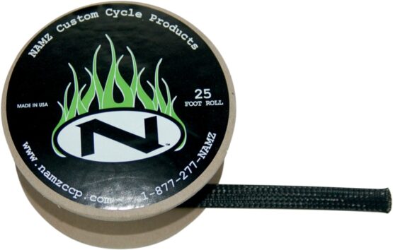 NAMZ Braided Flex Sleeving 25ft 1/2in ID Black Wire Cover