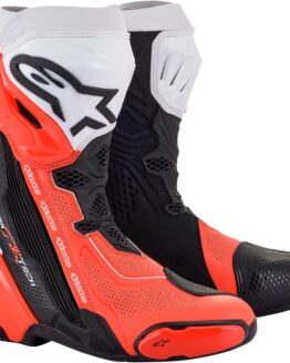 Alpinestars Supertech R Vented Boots Red Fluo White Black Size 6.5