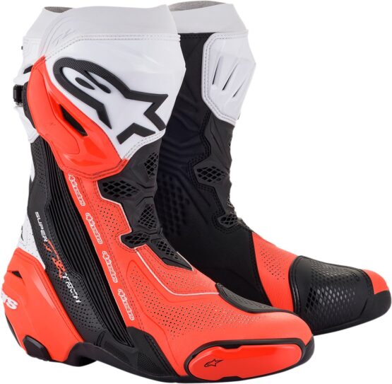 Alpinestars Supertech R Vented Boots Red Fluo White Black Size 6.5