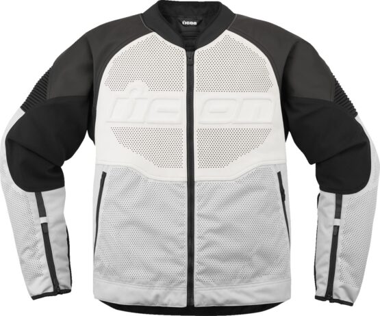 ICON Overlord3 Leather Jacket Men's L White/Black