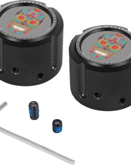 FIGURATI DESIGNS Front Axle Nut Cover Sugar Skull Black Harley-Davidson