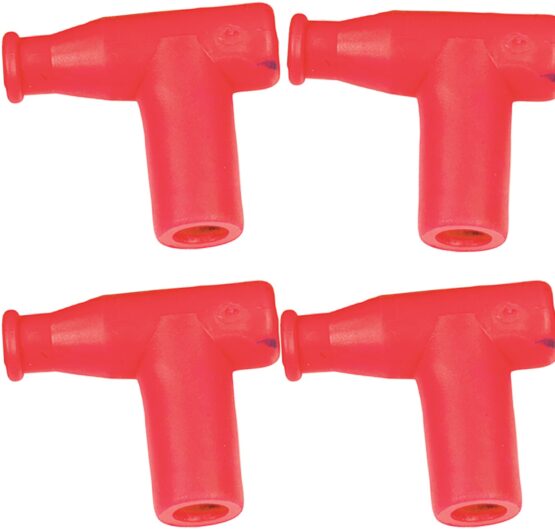 T Type Spark Plug Cap / Boot Red, 5k Ohm 4-Pack