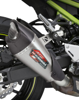 Yoshimura AT2 Slip-On Exhaust Stainless/Carbon Silver Fits 17-21 Kawasaki Z900