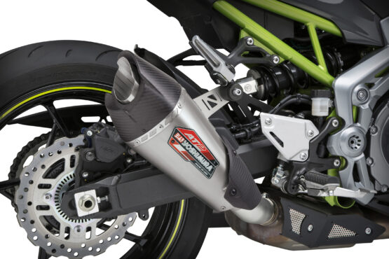 Yoshimura AT2 Slip-On Exhaust Stainless/Carbon Silver Fits 17-21 Kawasaki Z900