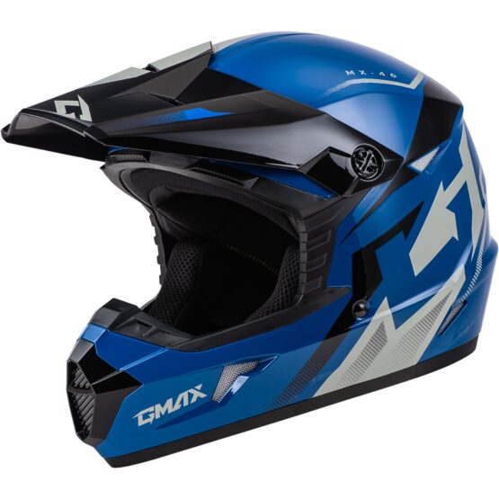 GMAX MX-46 Compound Youth Helmet Blue/Black/Grey Large