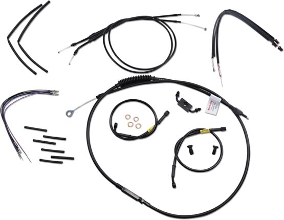 Extended Black Control Cable Kit For 12" T-Bar Handlebars