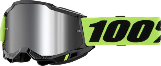 100% Accuri 2 Goggles Neon Yellow Mirror Silver Lens Adult