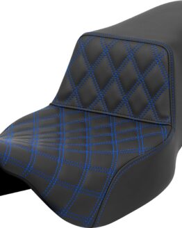 Saddlemen Step-Up Seat Front Lattice Blue Stitch Extended Reach FLH/FLT 08-23